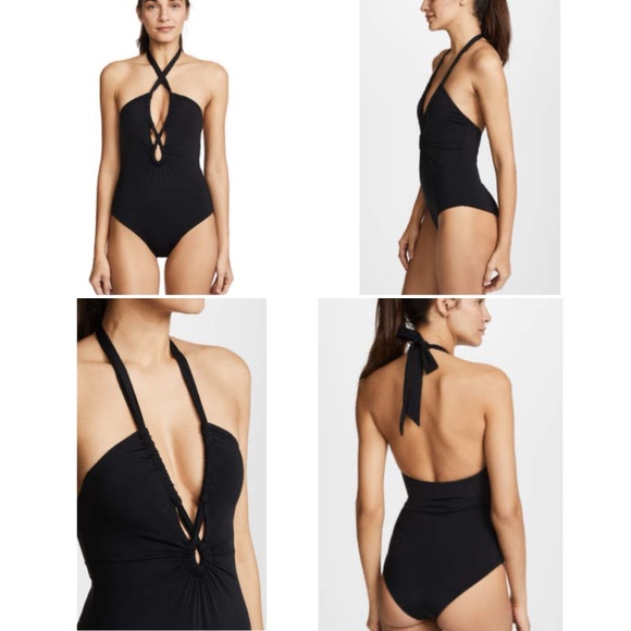 Mara Hoffman Aya Halter One-Piece Swimsuit Black Open Back Swim Surf Size Small - Picture 7 of 10